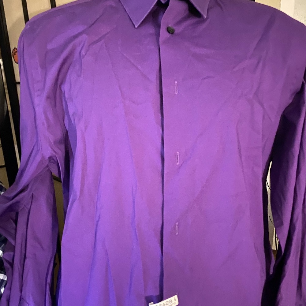 Express Men's Purple Dress Shirt - Solid Button-Up